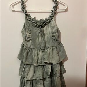 Cider Green Ruffled Mini Dress